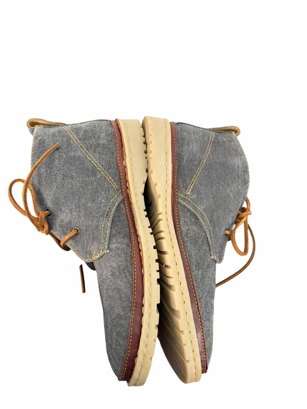 Born Cristian Gray Canvas Chukka Boots with Tan Leather Laces
